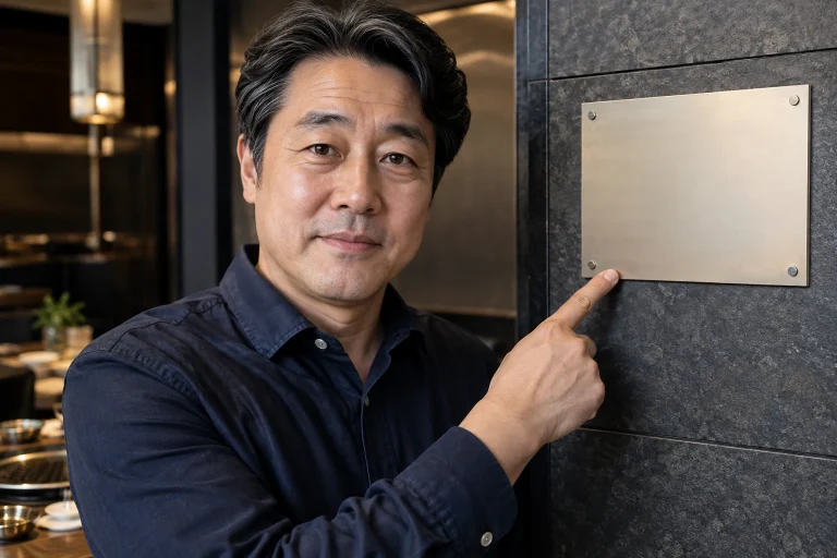 음식점 원산지 표시 확인하는 모습