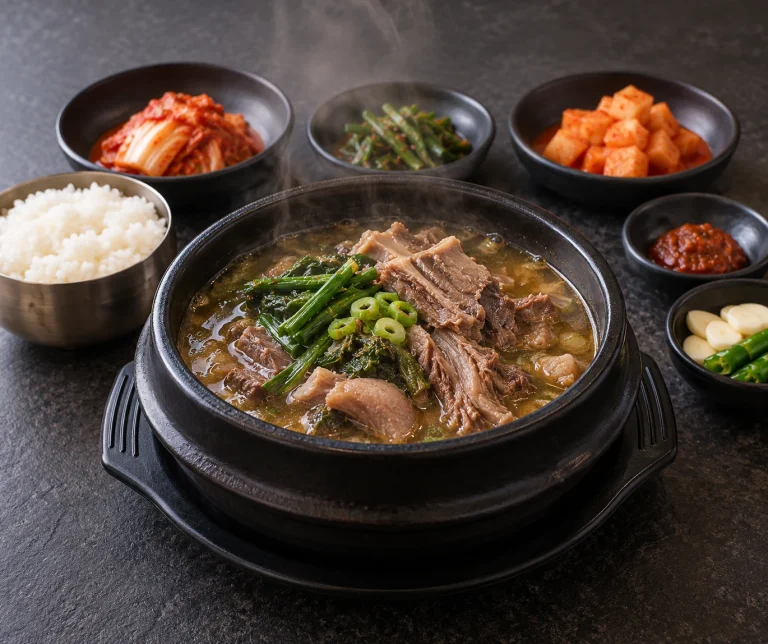 흑염소탕 메뉴와 기본 반찬